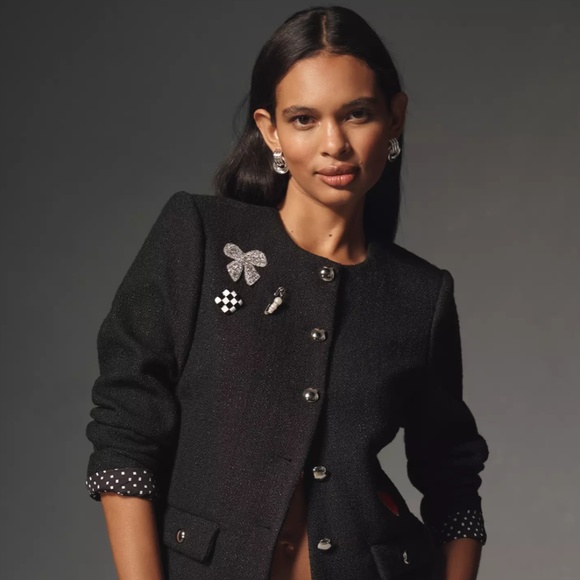 Anthropologie Tweed Pin Black Jacket NWT - XS - Picture 1 of 9